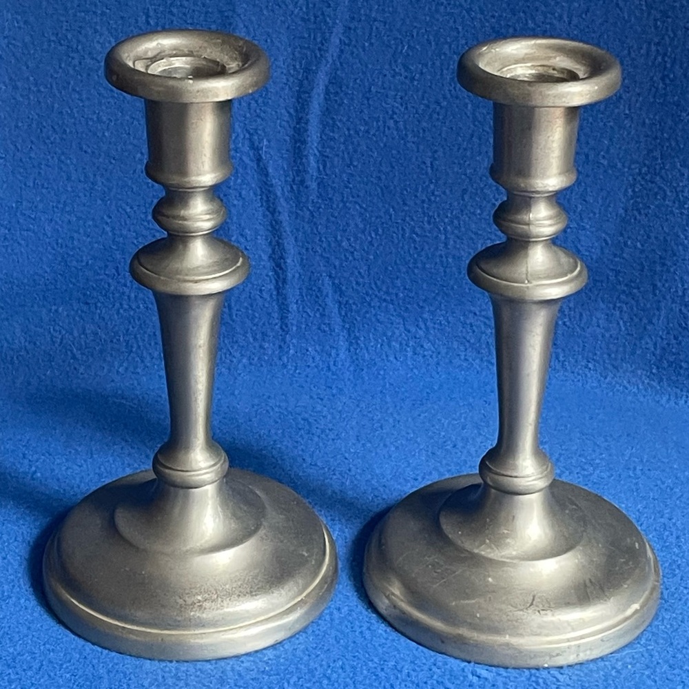 🕯️ Americana Eaglemark Pewter Candlestick Holders. Vintage. Weighted Pair. 🕯️